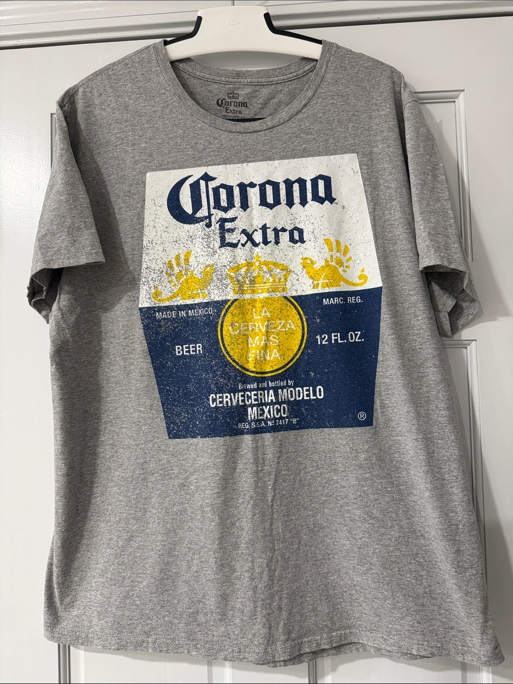 Corona Extra Shirt Mens XL Graphic T-Shirt Gray Short Sleeve Official Beer
